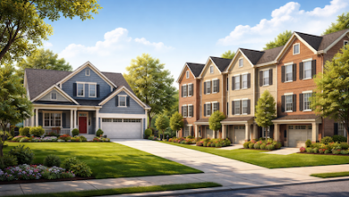 vivienda unifamiliar, townhouse, mercado inmobiliario, HOA, compra de vivienda, Estados Unidos, financiamiento, mantenimiento residencial, costos inmobiliarios, regulación urbana